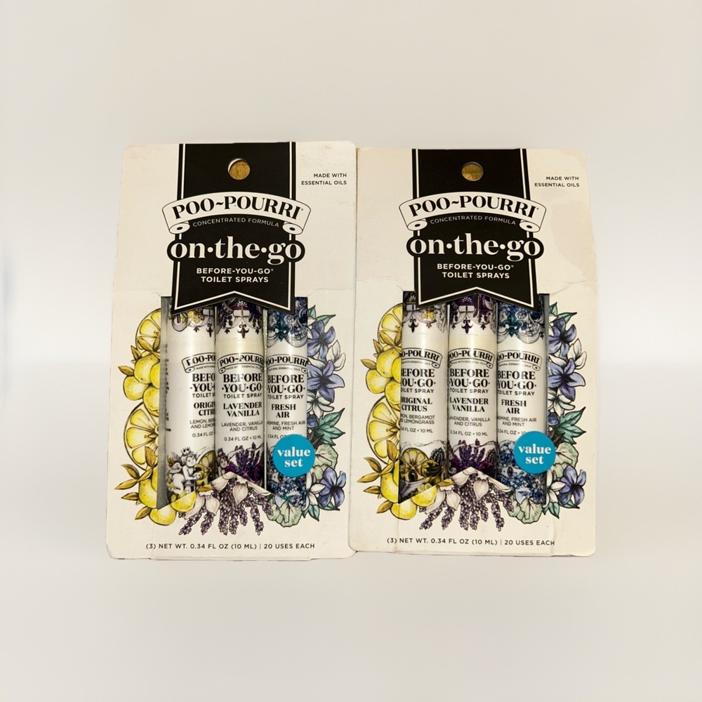 Poo-Pourri On-the-Go Toilet Spray Travel Size Set Of 3 0.34 FL Oz Each LOT OF 2